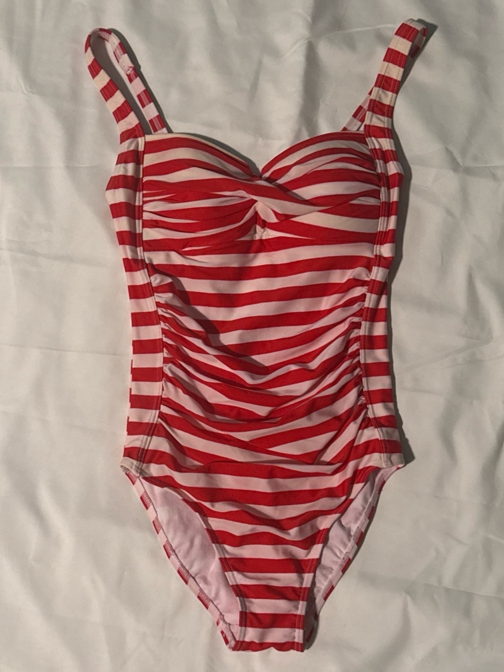 bond-eye women’s red and White Striped One-Piece Swimsuit